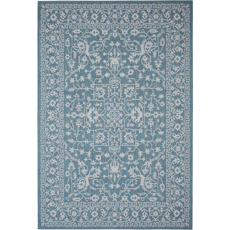 World Menagerie Dossena Teal/Blue Indoor/Outdoor Rug & Reviews Wayfair